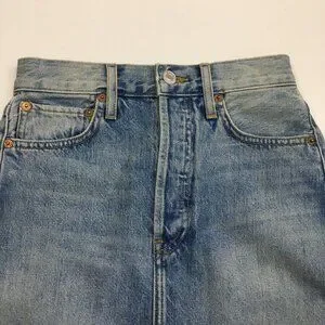 Re/Done | Skirts | Redone 5 Pocket Worksman Blue Wash Frayfringe Hem ...